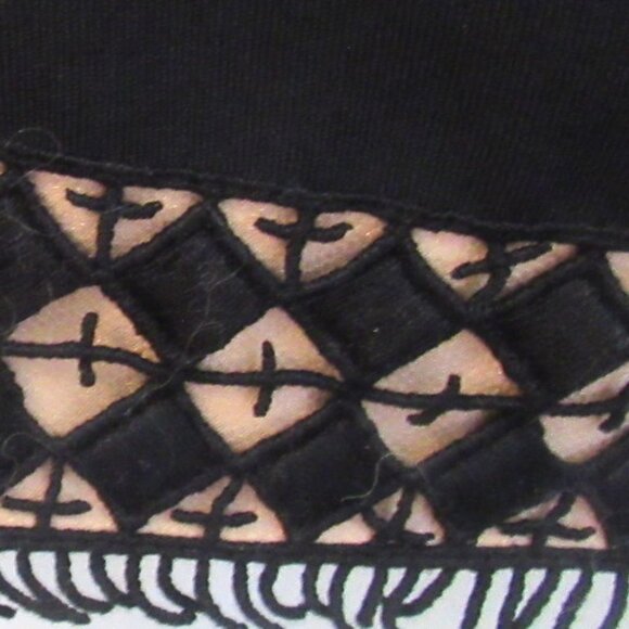 Lucian Matis Sleeveless Black Dress with Tan Lace Inserts, Knee Length S 10 K116 - Picture 6 of 16